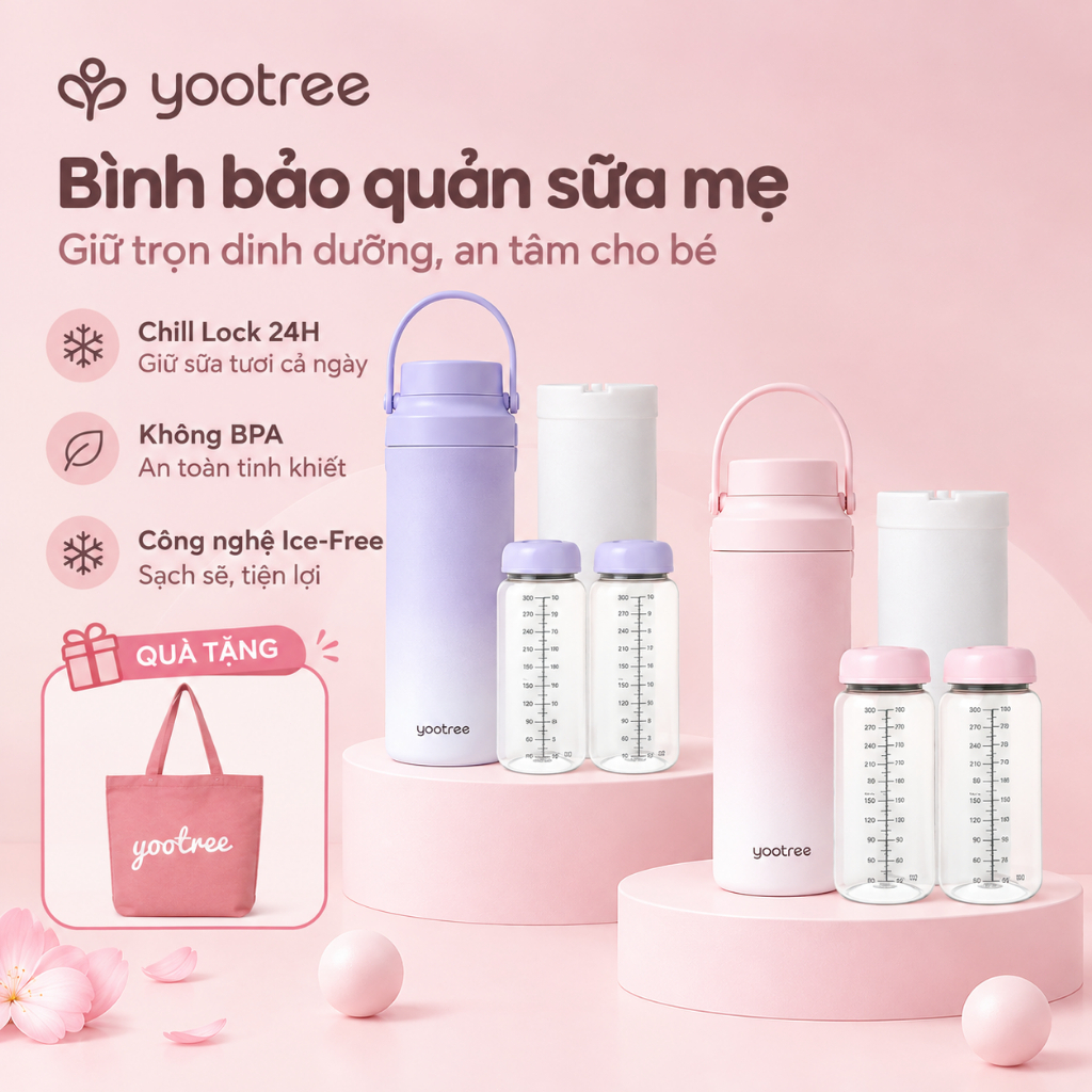 Bình trữ lạnh sữa mẹ yootree S1 Cầm tay giữ lạnh trong 24 giờ Máy làm mát sữa mẹ Phù hợp với các bà mẹ đi làm