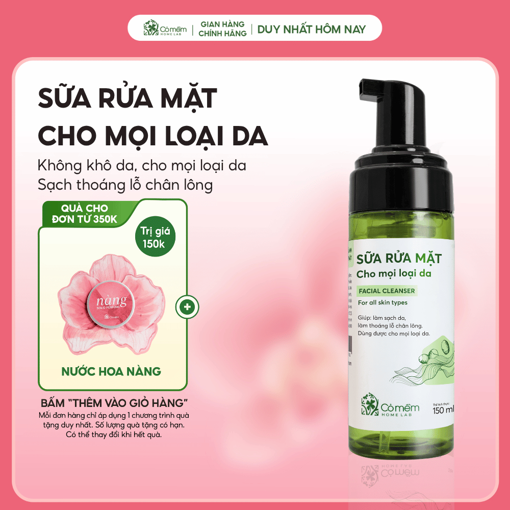 Sữa Rửa Mặt Tạo Bọt Cho Mọi Loại Da Dưỡng Ẩm Làm Sạch Sâu Cỏ Mềm 150ml