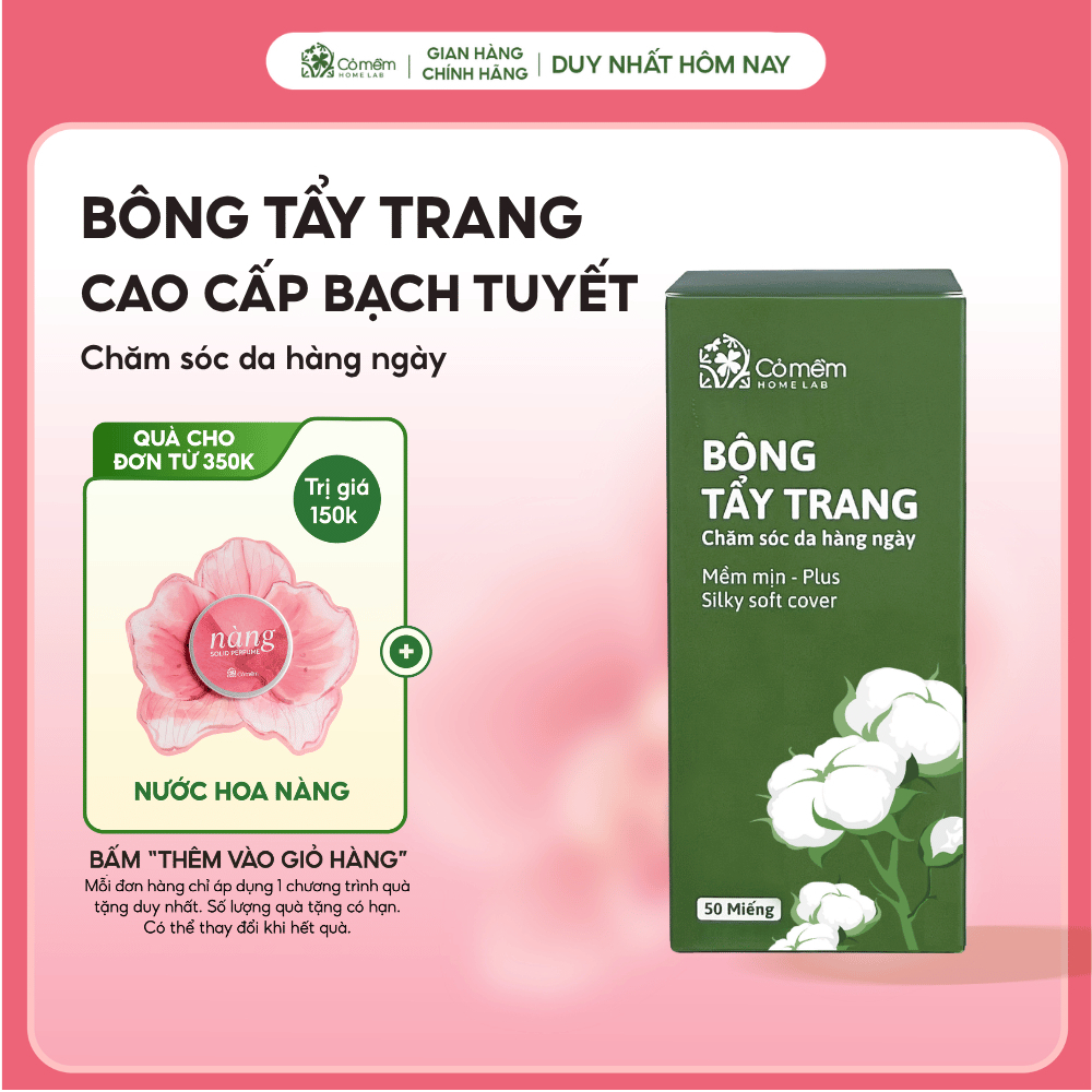 [Ngẫu Nhiên] Bông tẩy trang làm sạch da hộp 30g sạch sâu mềm mịn Cỏ Mềm