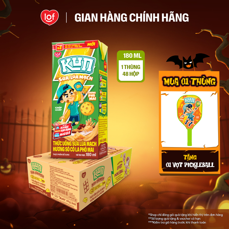 Sữa lúa mạch Kun hương socola phô mai thùng 48 hộp x 180ml