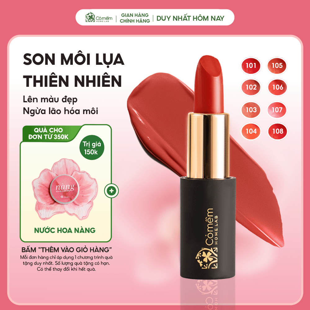 Son Môi Lụa Thành Phần Thiên Nhiên Bảng Màu Đẹp Đa Dạng Cỏ Mềm 4g