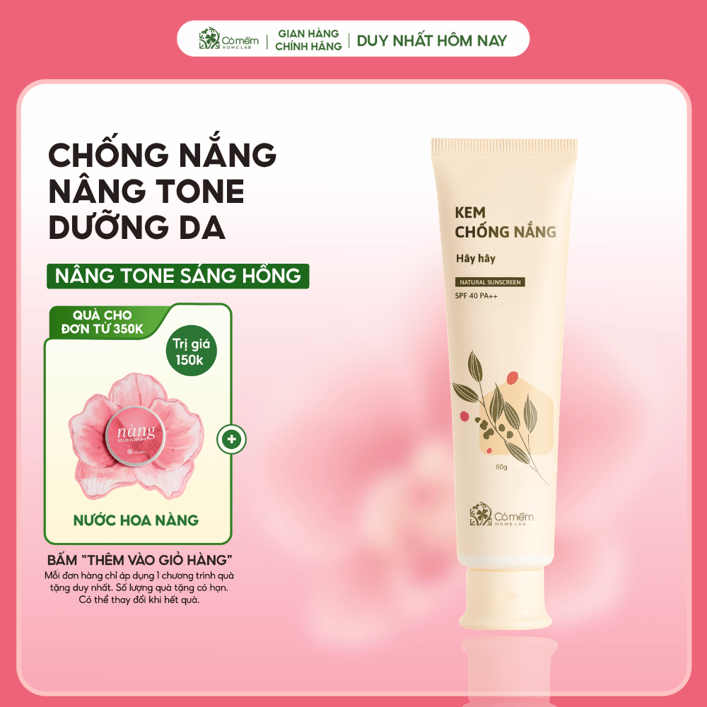 Kem Chống Nắng Mặt Nâng Tông Thấm Nhanh Hây Hây Cho Mọi Loại Da Khô Dầu Mụn SPF 40 PA ++ Cỏ Mềm 60g