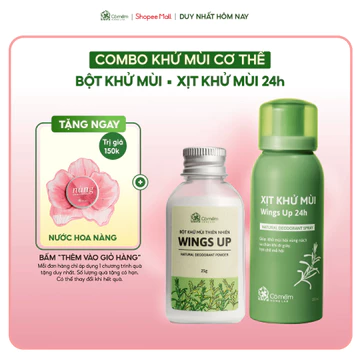 Combo khử mùi cơ thể bột khử mùi và xịt khử mùi Wings Up 24h giảm tiết mồ hôi ngăn ngừa vi khuẩn gây mùi Cỏ Mềm