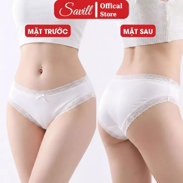 Combo 3 Quần lót nữ su viền ren mỏng nhẹ cạp vừa, Quần lót su ren co dãn không cộm không lộ viền SAVILL L519
