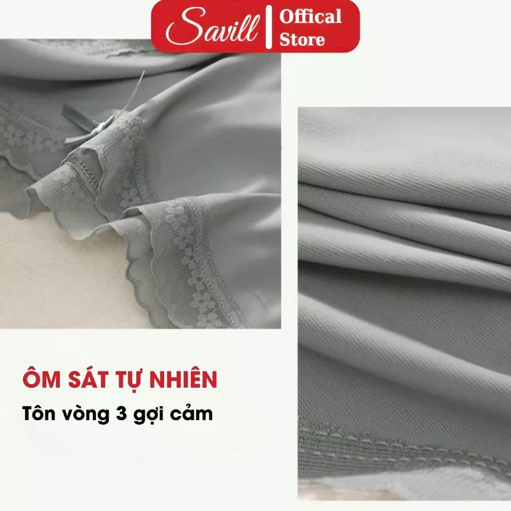 Combo 3 Quần lót nữ su viền ren mỏng nhẹ cạp vừa, Quần lót su ren co dãn không cộm không lộ viền SAVILL L519