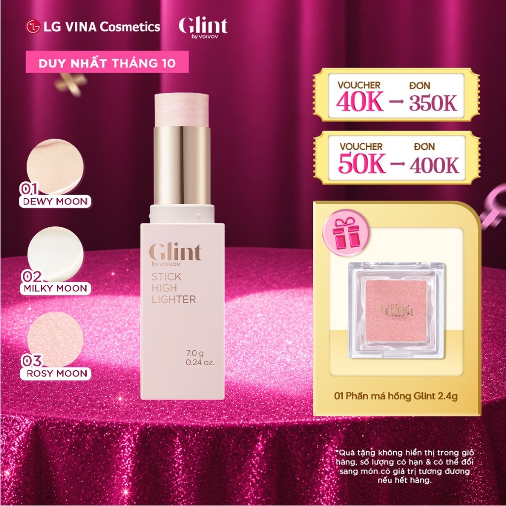 [LG Makeup VN] Nhũ bắt sáng highlight Glint dạng thỏi 7g chứa bột ngọc trai, tiện lợi, dưỡng ẩm da