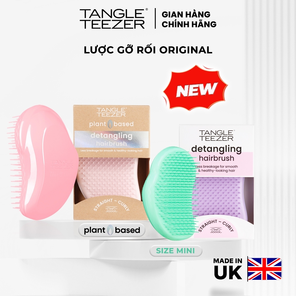 Lược gỡ rối chuyên dụng Tangle Teezer, The Original, gỡ rối nhẹ nhàng, size nhỏ gọn, ôm lòng bàn tay