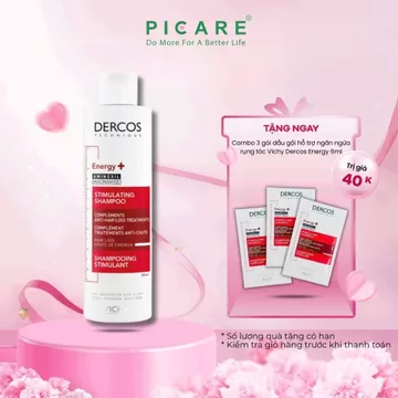 Dầu gội dưỡng ngăn ngừa và giảm rụng tóc Vichy Dercos Energising Aminexil Stimulating Shampoo 200ml