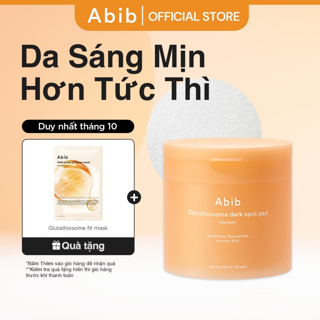 Toner pad dưỡng sáng, mờ thâm Abib Glutathiosome Dark Spot Pad Vita Touch 60 miếng