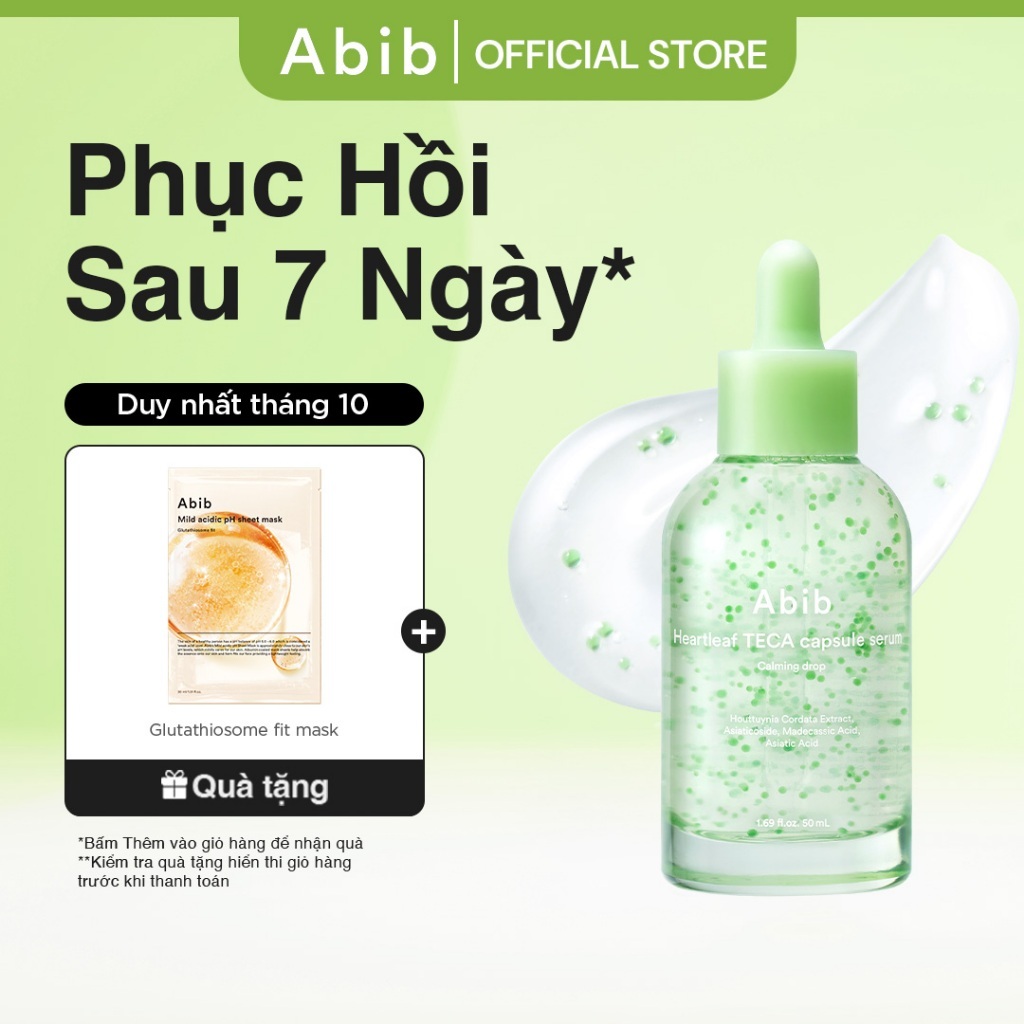 Tinh chất viên nang diếp cá làm dịu da Abib Heartleaf TECA capsule serum Calming drop 50ml