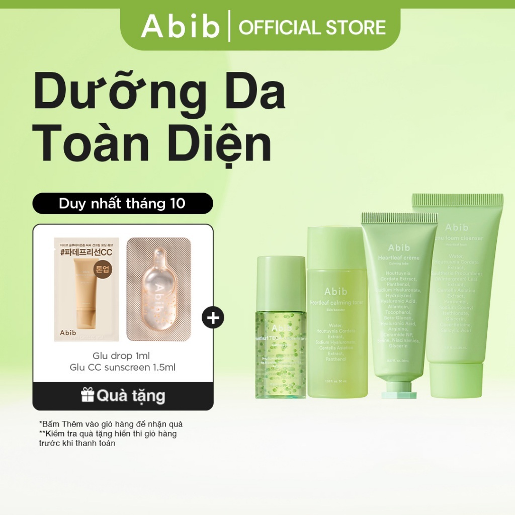 Bộ dưỡng da Abib diếp cá 4 món mini phiên bản trải nghiệm Heartleaf Calming Trial Kit