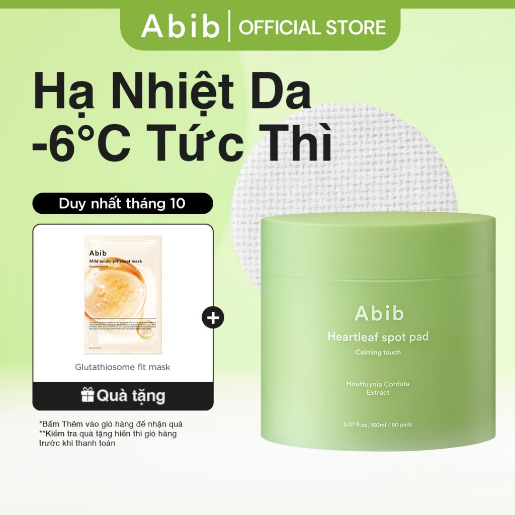 Toner pad diếp cá làm dịu & tẩy tế bào chết Abib Heartleaf Spot Pad Calming Touch (80 miếng)