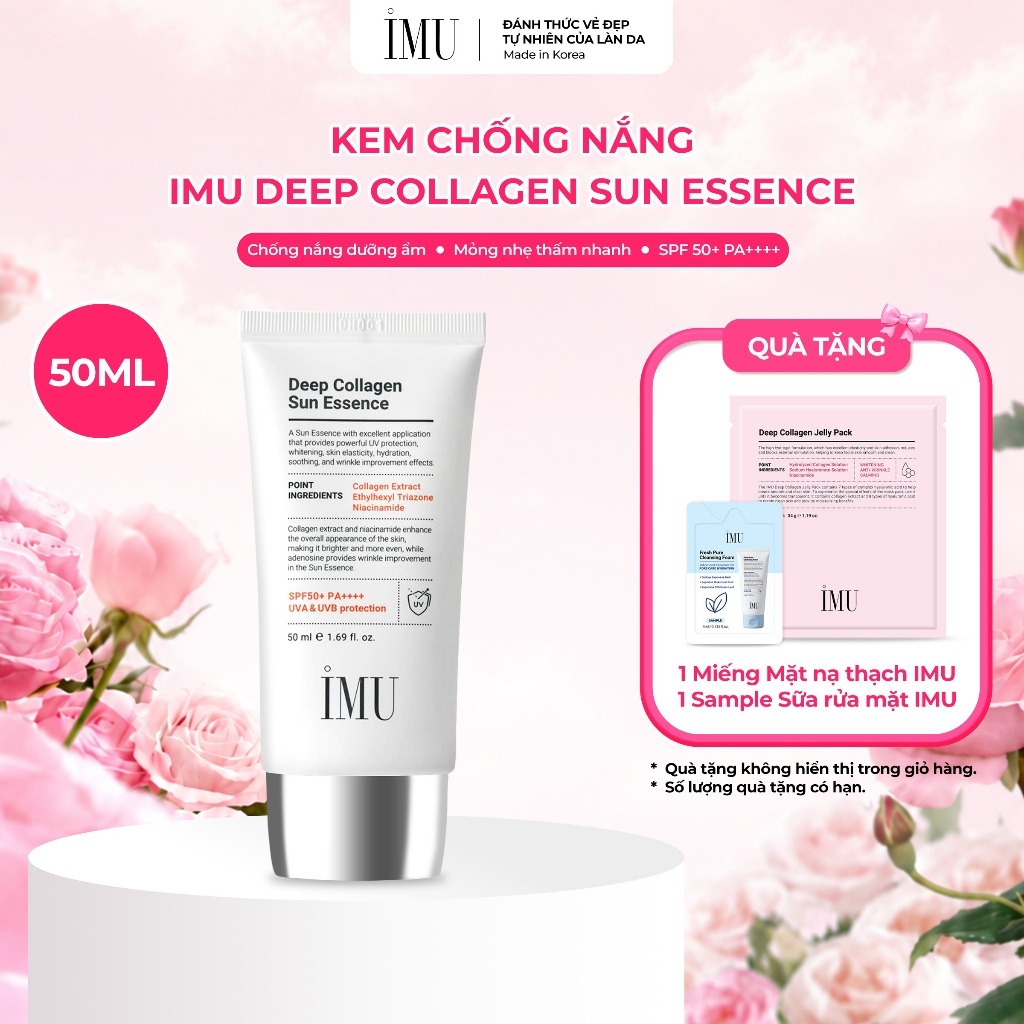 Kem Chống Nắng IMU Deep Collagen Sun Essence SPF50+ PA++++ 50ml – Mỏng Nhẹ, Thấm Nhanh, Không Nhờn