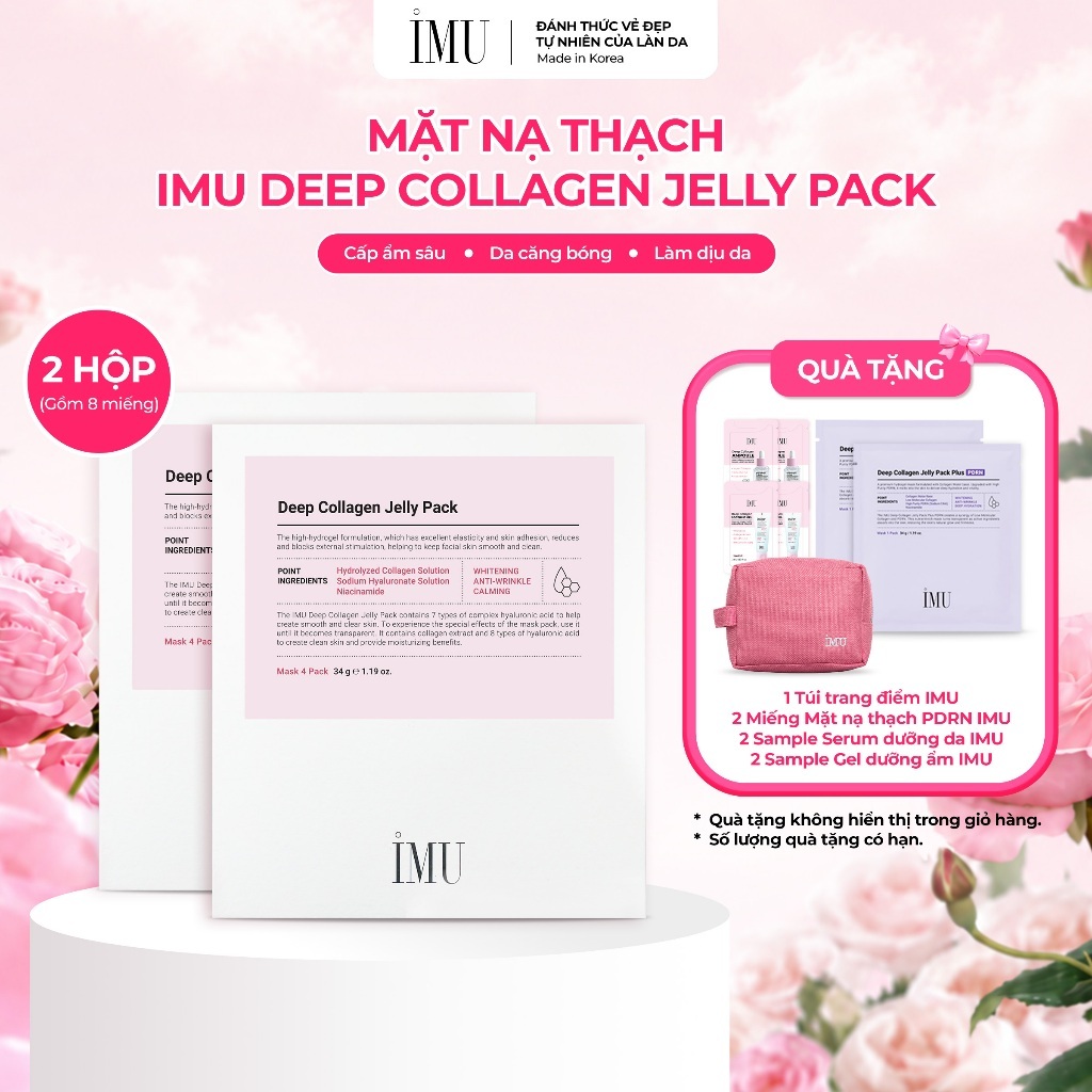 Combo 2 Hộp Mặt Nạ Thạch IMU Deep Collagen Jelly Pack Cấp Ẩm, Phục Hồi, Dưỡng Sáng, Ngừa Lão Hóa