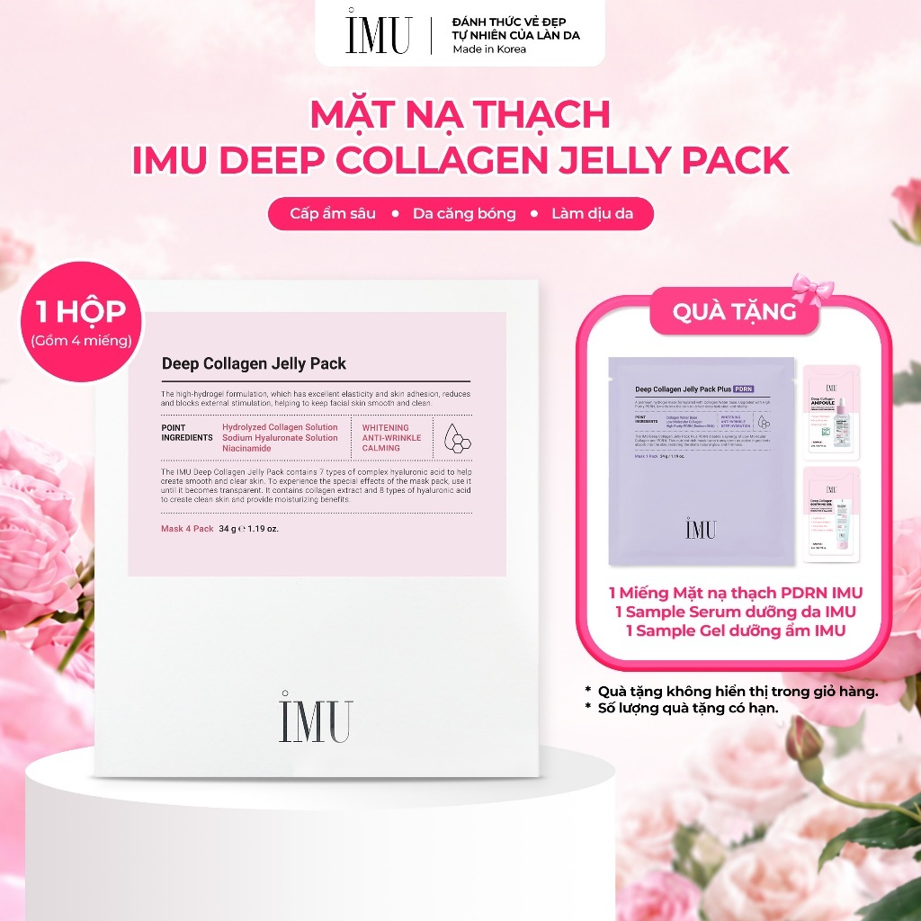 Mặt Nạ Thạch IMU Deep Collagen Jelly Pack Cấp Ẩm, Phục Hồi, Dưỡng Sáng, Ngừa Lão Hóa Mờ Nhăn 34g