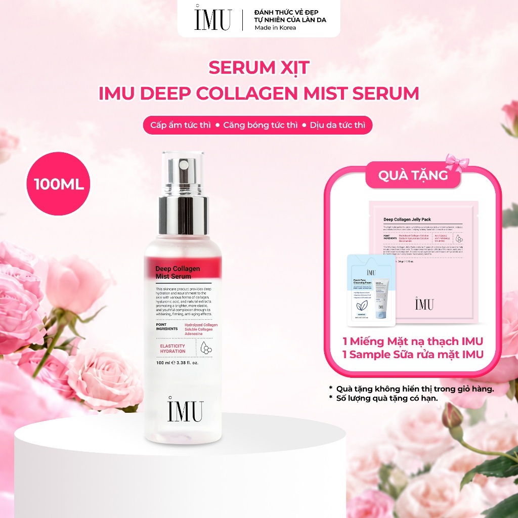 Serum Dạng Xịt IMU Deep Collagen Cấp Ẩm Sâu, Dưỡng Căng Bóng Da, Tăng Đàn Hồi Da 100ml