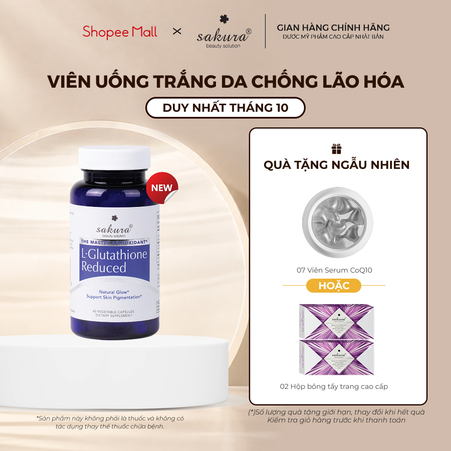 Viên uống trắng da chống lão hóa Sakura L - Glutathione Reduced 60 viên