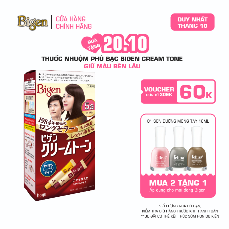 Thuốc Nhuộm Tóc Phủ Bạc Tại Nhà Bigen Cream Tone - Phủ Bạc Nội Địa Nhật Giữ Màu Bền Lâu 80ml
