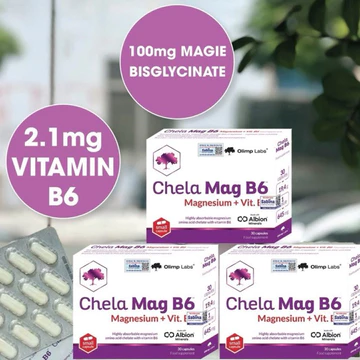 Magie B6 Chela từ magie glycinate giảm run tay chân, tê bì, chuột rút Hộp 30 viên magnesium glycinate
