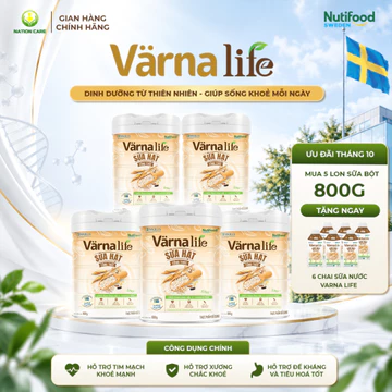 Sữa Hạt Varna Life Nutifood (5 Lon 800G Tặng 6 Hộp SNPS) - Sữa Hạt Công Thức Từ Thụy Điển