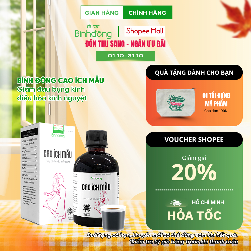 Bình Đông Cao Ích Mẫu Dược Bình Đông - Hỗ trợ giảm đau bụng kinh, bổ huyết điều kinh chai 280ml