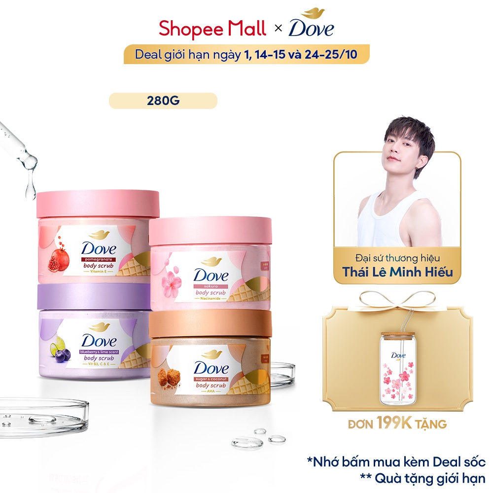 [CHÍNH HÃNG ĐỘC QUYỀN] Tẩy Tế Bào Chết Body Dove Chăm Da Sáng Mịn 280G