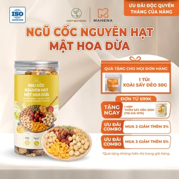 Granola Ngũ cốc nguyên hạt dinh dưỡng mật hoa dừa Mahena 500g - Ít ngọt, healthy, giàu dinh dưỡng