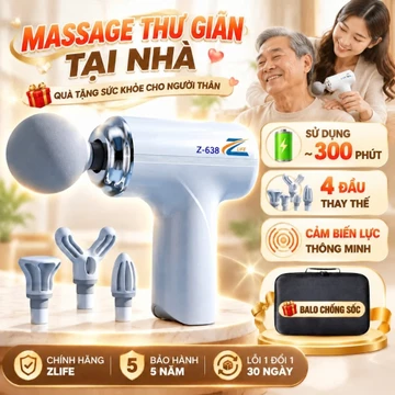 Máy Massage Cầm Tay Zlife Z638, AI Cảm Biến Lực, Massage Chuyên Sâu, Súng Massage Giảm Đau Toàn Thân