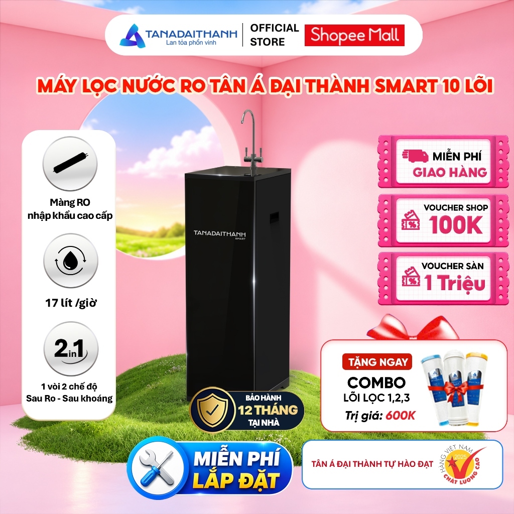[GIAO LẮP TOÀN QUỐC] Máy lọc RO Smart Tân Á Đại Thành 10 Lõi Cho Nguồn Nước Tinh Khiết Và Giàu Khoáng Chất