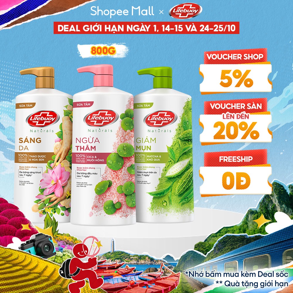 Sữa tắm Lifebuoy Thiên nhiên Detox Và Chăm Sóc Chuyên Sâu 800g