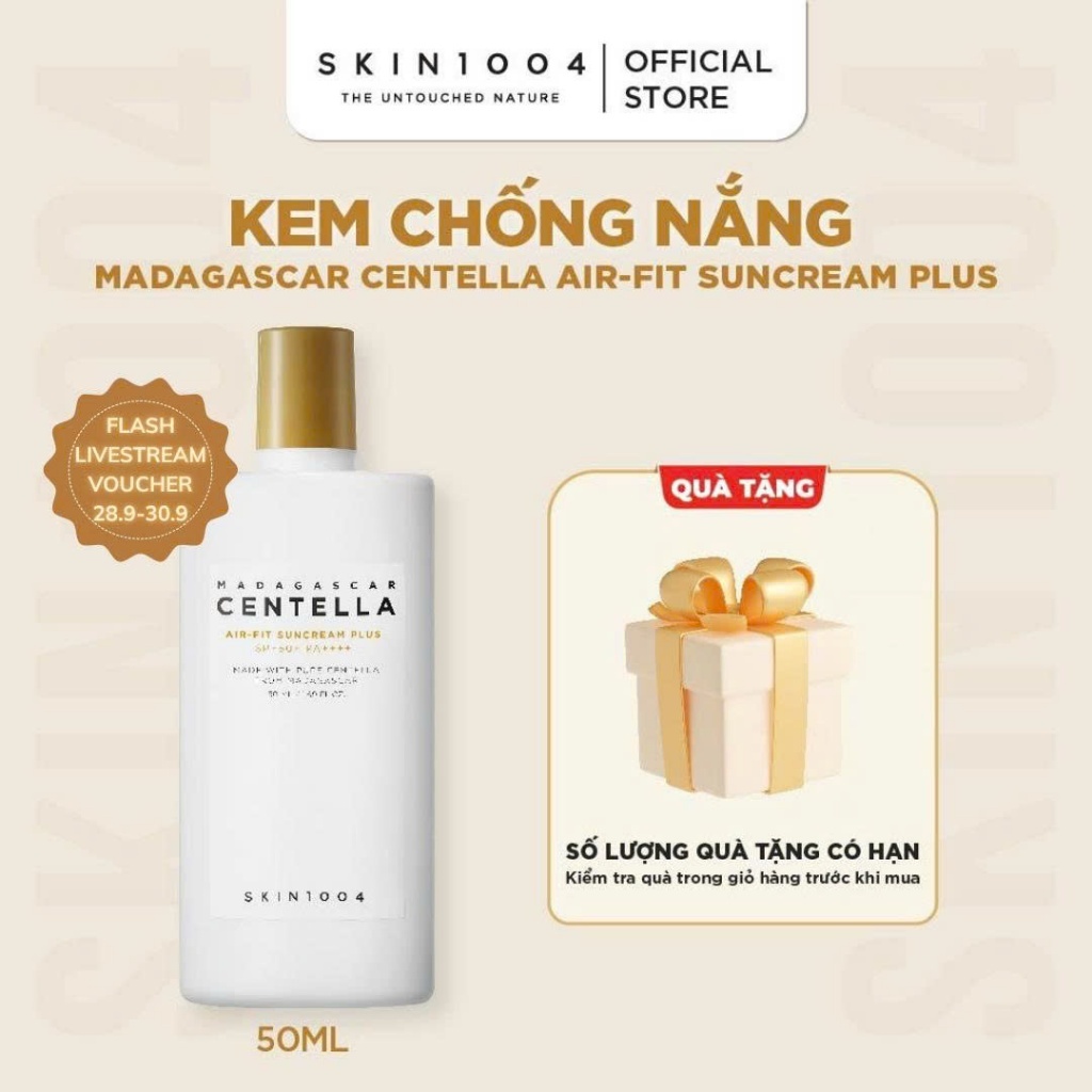 Kem chống nắng vật lí SKIN1004 Madagascar Centella Air-Fit SunCream Plus SPF50+ PA++++ 50ml