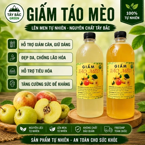 5 LÍT Giấm Táo Mèo Mù Cang Chải – Giấm Táo Mèo Tây Bắc Vị Tự Nhiên, Nguyên Chất – Trai Bản Tây Bắc