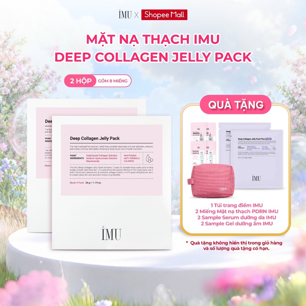 Combo 2 Hộp Mặt Nạ Thạch IMU Deep Collagen Jelly Pack Cấp Ẩm, Phục Hồi, Dưỡng Sáng, Ngừa Lão Hóa