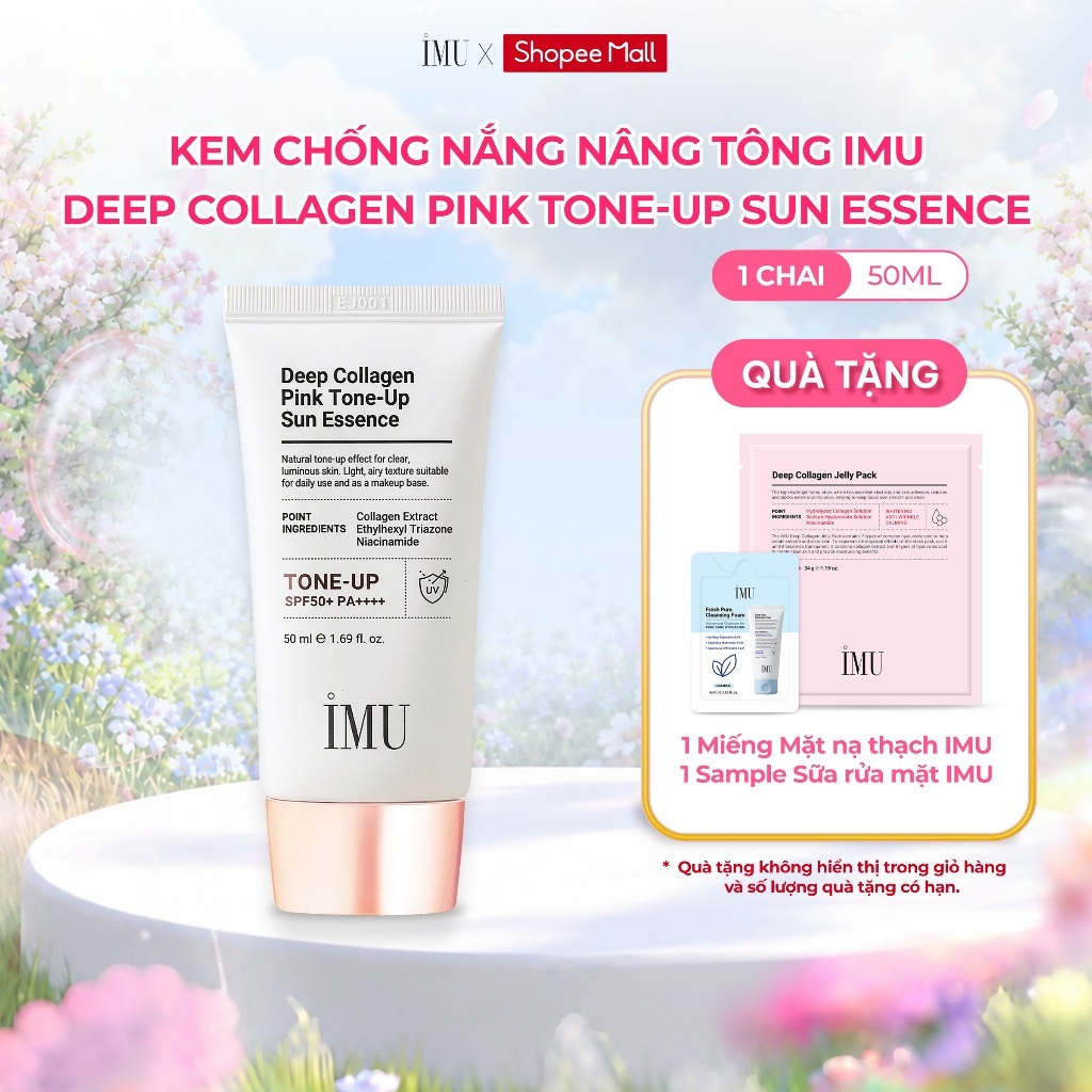 Kem Chống Nắng IMU Deep Collagen Pink Tone-Up Sun Essence SPF50+ PA++++ 50ml – Mỏng Nhẹ, Không Nhờn