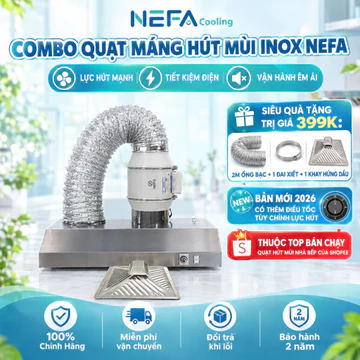 [TOP BÁN CHẠY] Combo Quạt Hút Mùi Thông Gió Nefa Và Máng Hút Mùi Bếp Inox Hút Sạch Các Mùi Hôi, Dầu Mỡ
