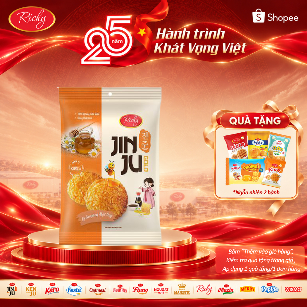 [HỎA TỐC HN] [Tặng Bánh Lẻ] Bánh gạo Richy Jinju Gold hương vị Ganjang mật ong 100g