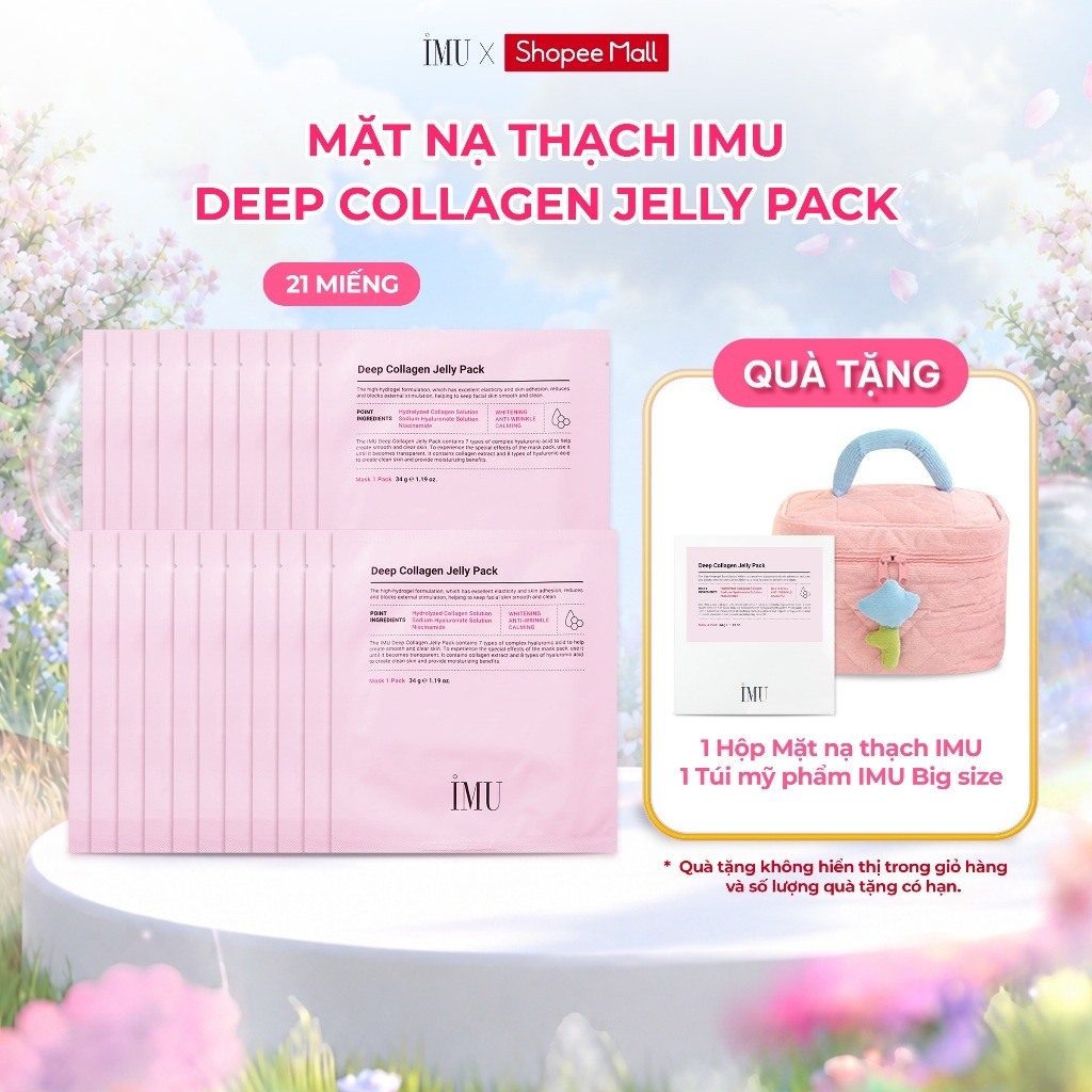 [Super Deal] Hộp 20+1 Miếng Mặt Nạ Thạch IMU Deep Collagen Jelly Pack Cấp Ẩm,Dưỡng Sáng,Ngừa Lão Hóa