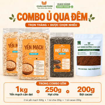Combo Yến Mạch Ủ Qua Đêm Gồm Yến Mạch, Hạt Chia, Bột Cacao Healthy, Overnight Oats CHÂU AN FOOD