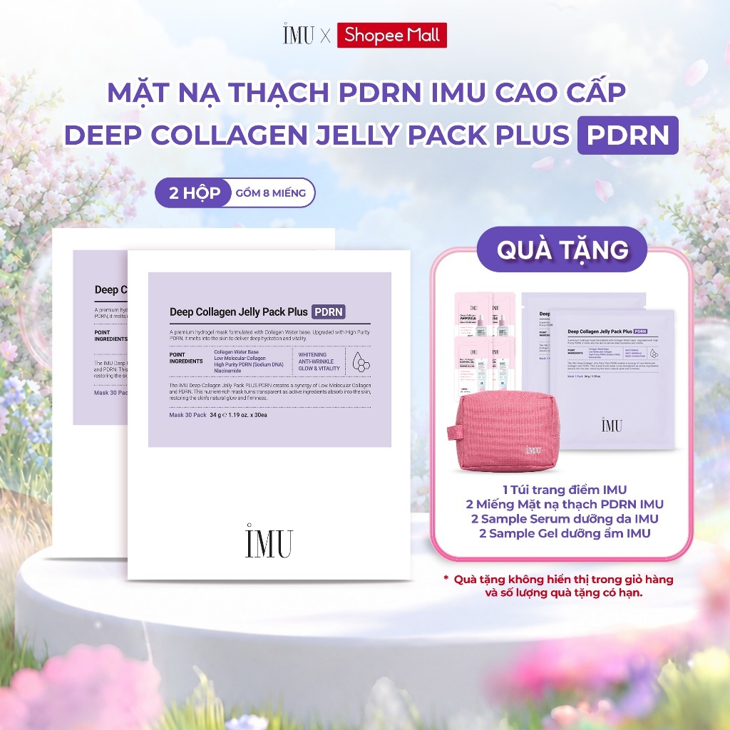 Combo 2 Hộp Mặt Nạ Thạch  IMU Deep Collagen Jelly Pack Plus PDRN Cấp Ẩm, Phục Hồi, Dưỡng Sáng, Ngừa Lão Hóa