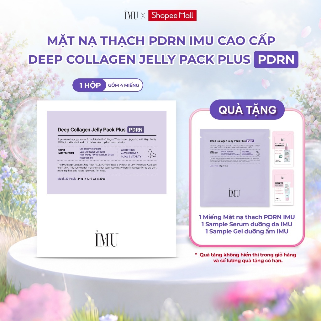 Mặt Nạ Thạch IMU Deep Collagen Jelly Pack Plus PDRN Cấp Ẩm, Phục Hồi, Dưỡng Sáng, Ngừa Lão Hóa Mờ Nhăn 34g