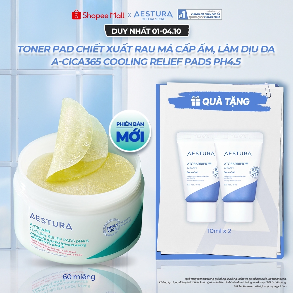 Mask Pad chiết xuất rau má cấp ẩm  AESTURA  A-CICA365 Relief Mask Pad 60 miếng