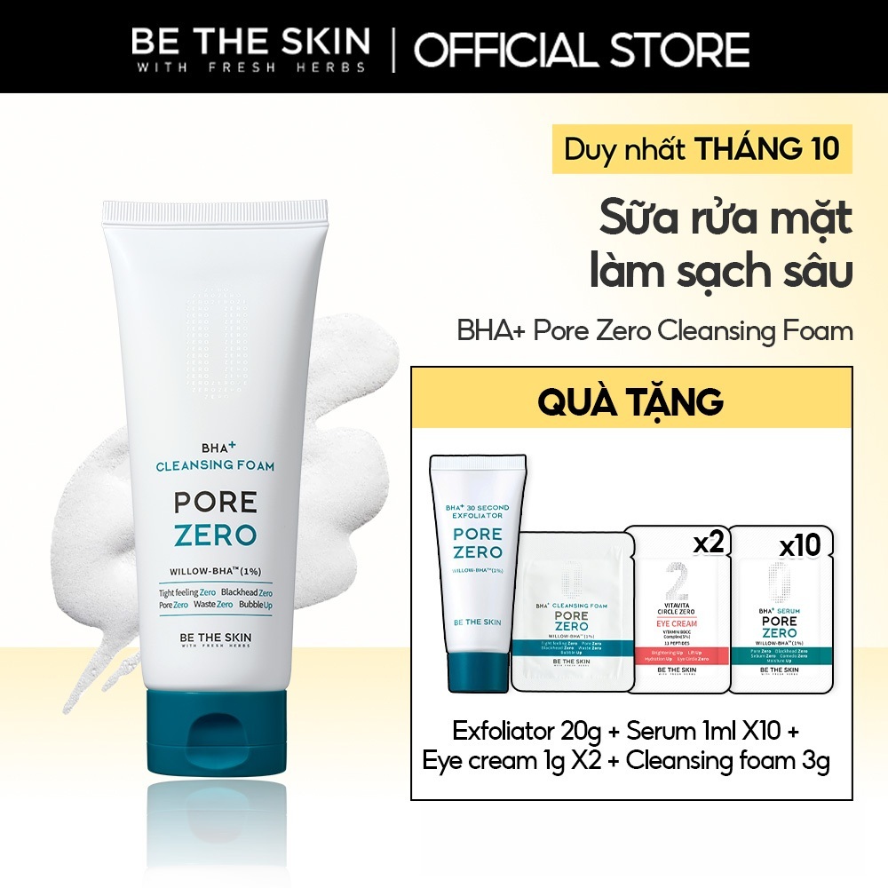 Sữa Rửa Mặt Làm Sạch Sâu Giảm Bã Nhờn Pore Zero + Cleansing Foam BETHESKIN 150g