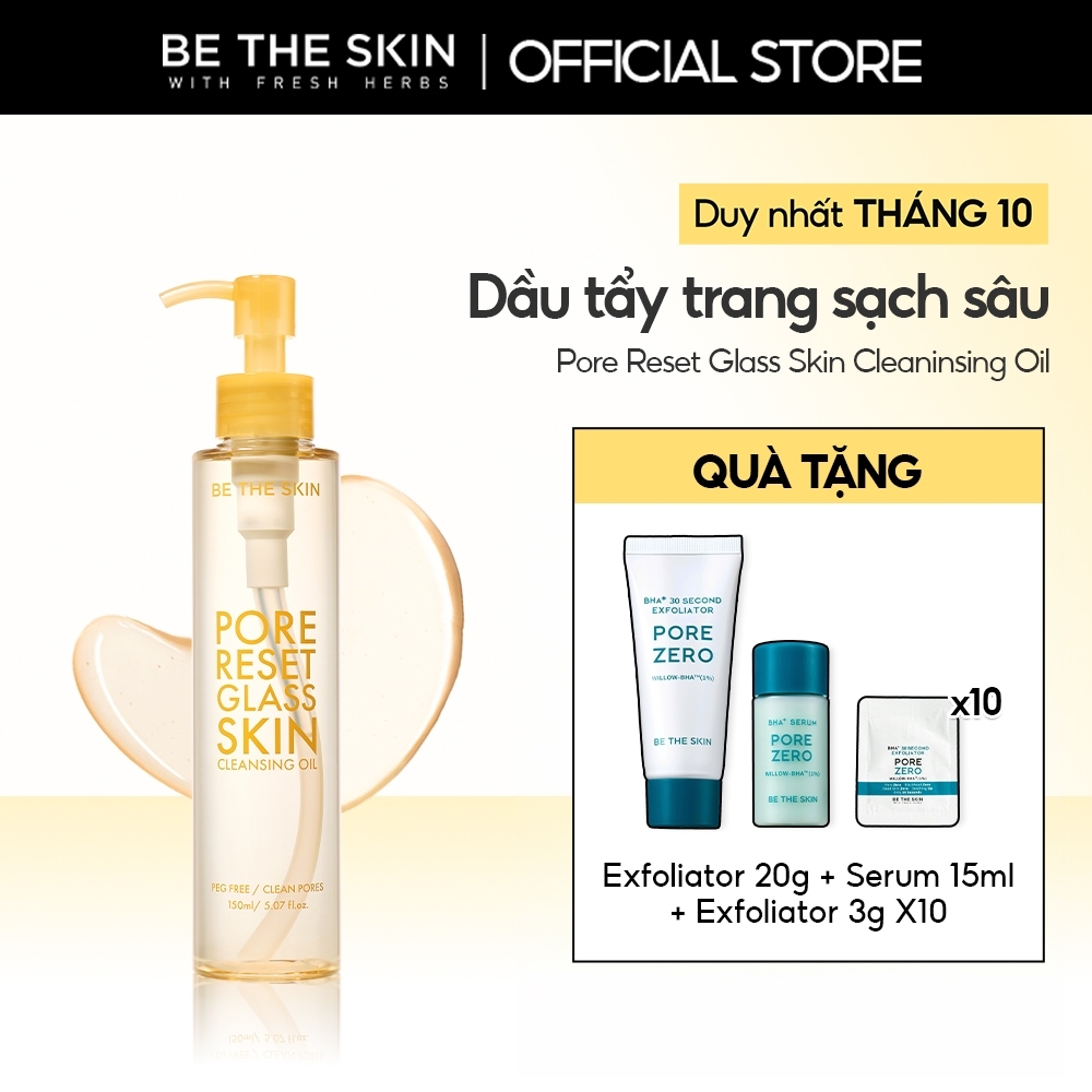 Dầu Tẩy Trang Làm Sạch Sâu Pore Reset Glass Skin Cleansing Oil BETHESKIN 150ml