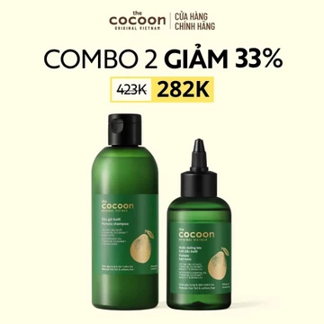 [MUA 2 GIẢM 34%] Combo Dầu gội bưởi 310ml & Nước dưỡng tóc tinh dầu bưởi Cocoon 140ml giúp giảm gãy rụng và làm mềm tóc