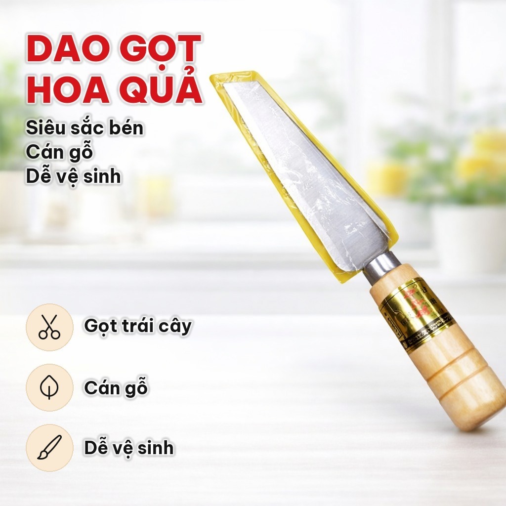 (COMBO 5) Dao Gọt Hoa Quả Dài 21cm Siêu Sắc Bén, Dao Làm Bếp Cán Gỗ, Thép Không Gỉ Dùng Cắt Trái Cây Rau Củ