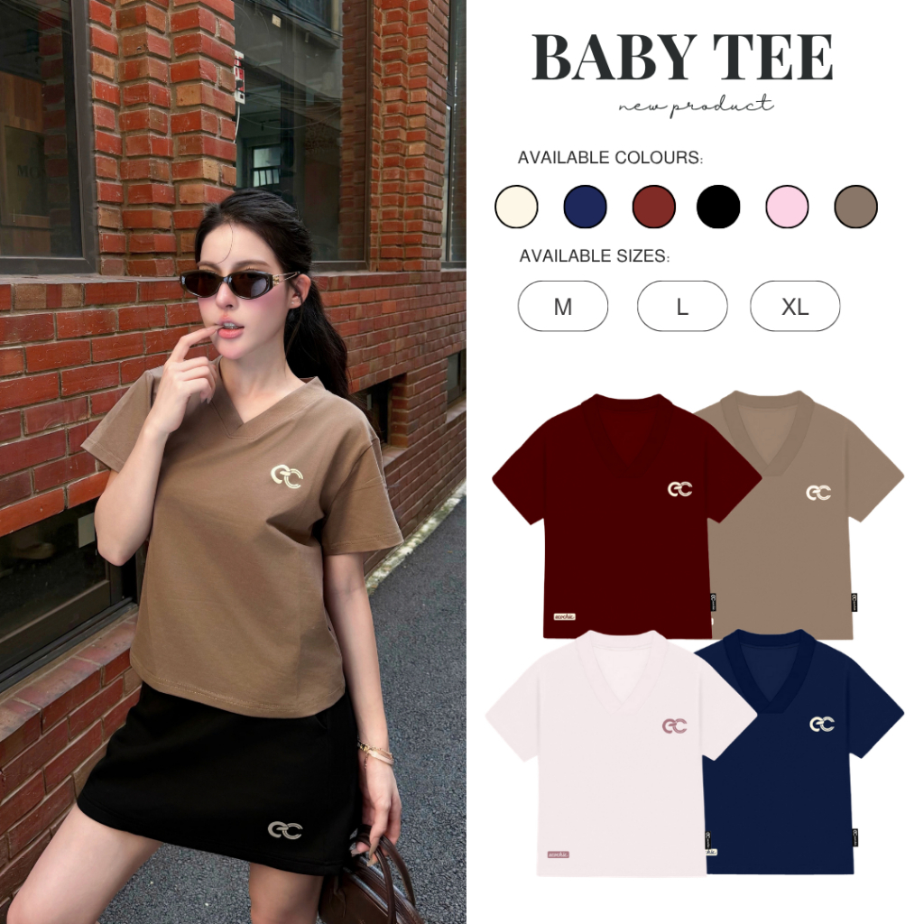 Áo Thun Mỹ Baby Tee ECOCHIC Cổ Tim Chất Liệu Thun Mỹ Co Giãn 4 Chiều Form Vừa Local Brand Chính Hãng B163