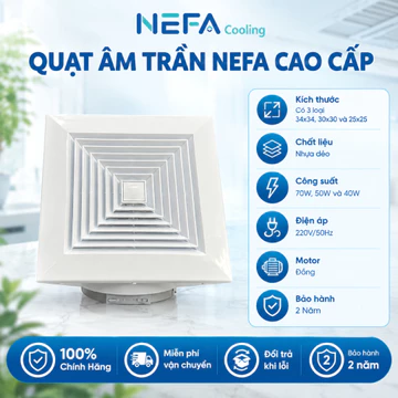 Quạt Âm Trần Đa Năng Nefa Quạt Thông Gió Âm Trần Thông Gió Hút Mùi Hiệu Quả Bảo Hành 2 Năm