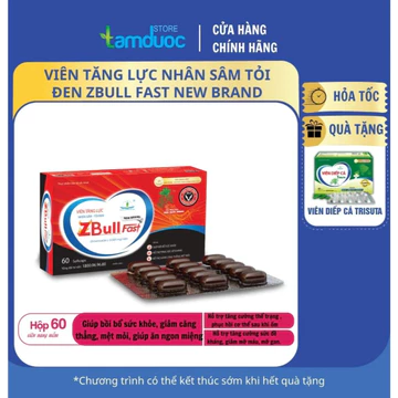 Viên tăng lực nhân sâm tỏi đen ZBull Fast new brand Tâm Dược (ZBF) hỗ trợ bồi bổ sức khỏe (Hộp 60 viên)