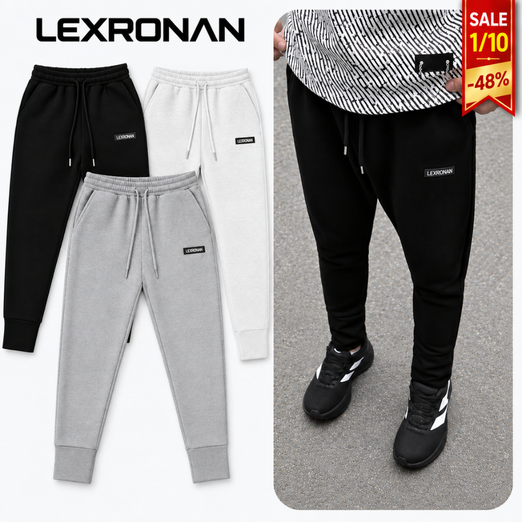 [SALE 1/10] Quần Jogger Nỉ Nam LEXRONAN Thể Thao Dày Dặn Form Fit Ôm Chân Trơn Basic Bo Ống #JG02