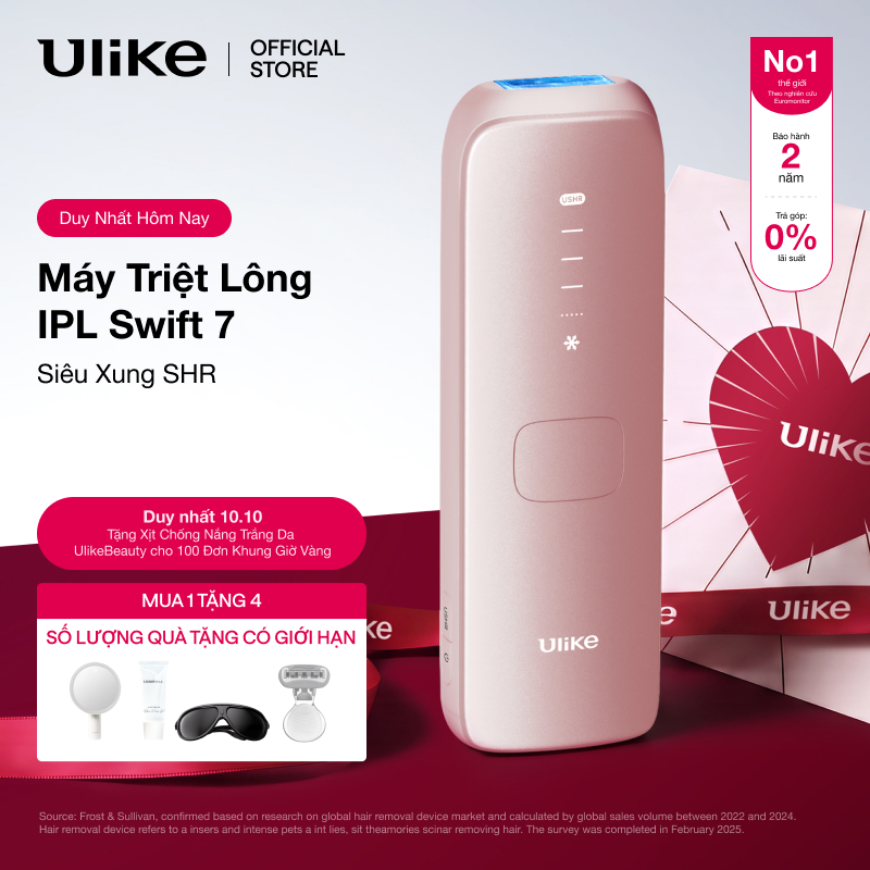 Máy triệt lông Ulike Swift 7 công nghệ làm mát Ice Cooling IPL Sapphire Hồng
